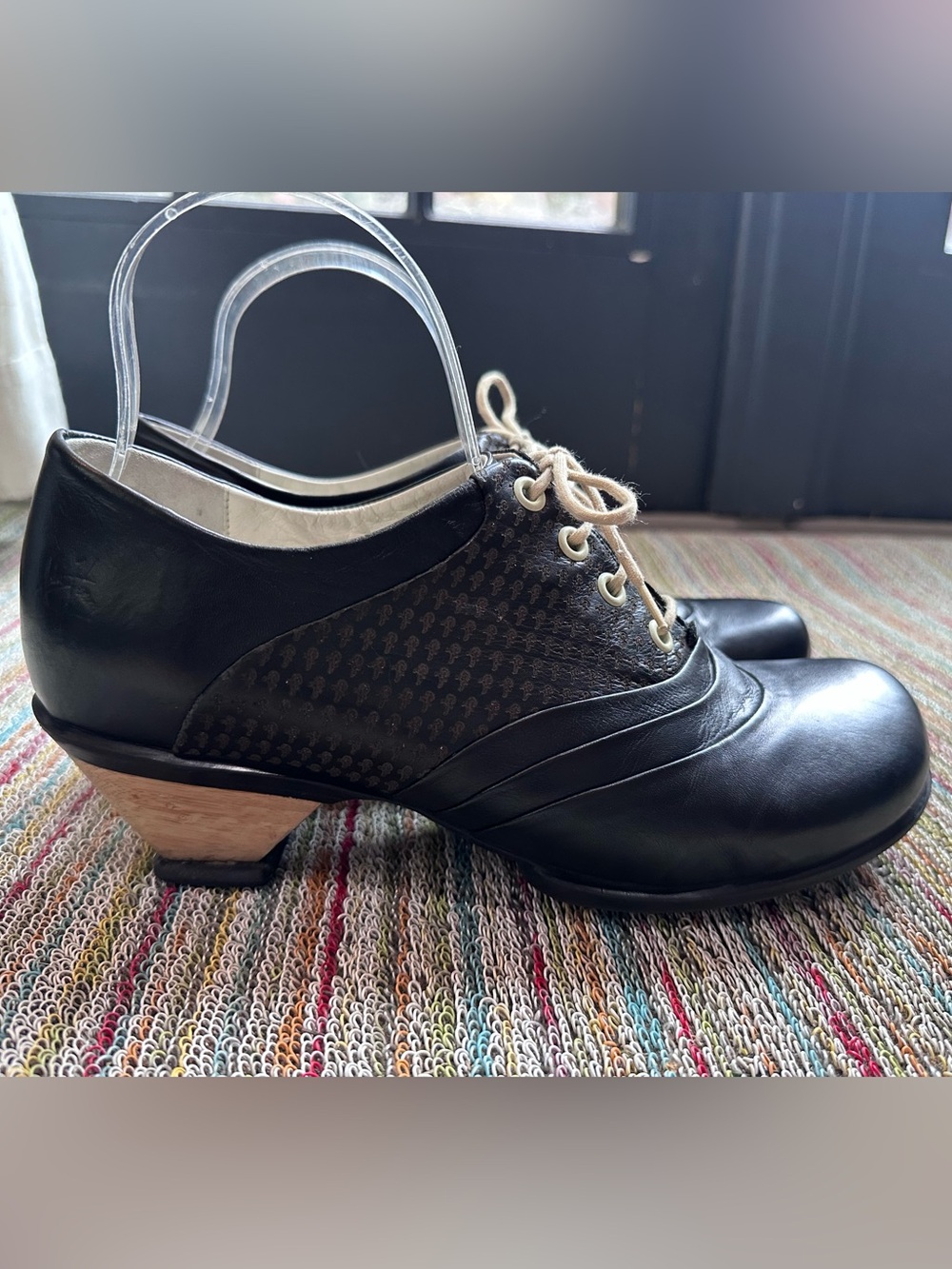 Fluevog VINTAGE EXCELLENT Hopes Promise black leather lace-up shoe -10 (fit 9.5) - Picture 2 of 16